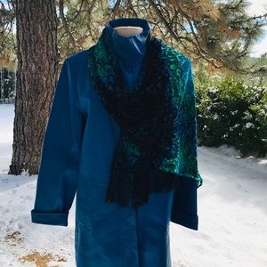 Blue Pebble Leather Car Coat w/winter liner